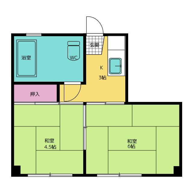 五井ビル(2DK/2階)の間取り写真