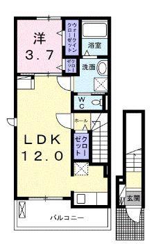 パラッツォ II(1LDK/2階)の間取り写真
