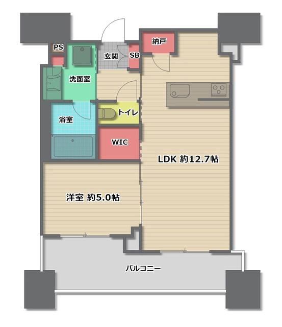 シティタワー大阪本町(1LDK/12階)の間取り写真
