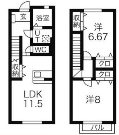 サニーコート吹上(2LDK/1階)の間取り写真