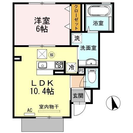 ハートランド(1LDK/1階)の間取り写真