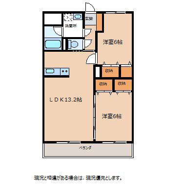 メゾン殿岡21(2LDK/3階)の間取り写真