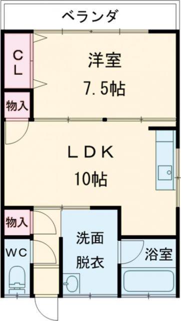 大矢荘(1LDK/2階)の間取り写真
