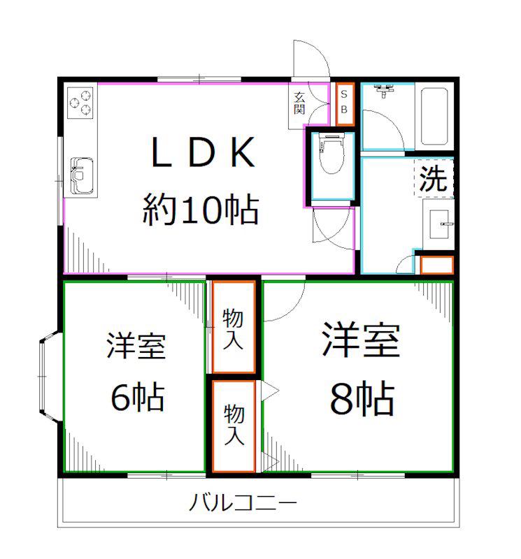 ガーデンハイツ(2LDK/1階)の間取り写真