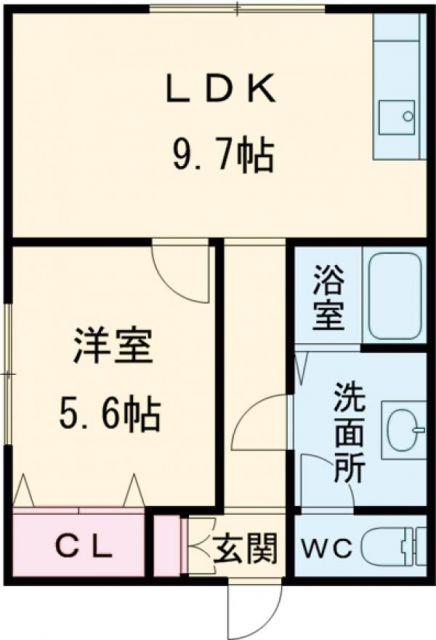 イーストヴィラB棟(1LDK/2階)の間取り写真