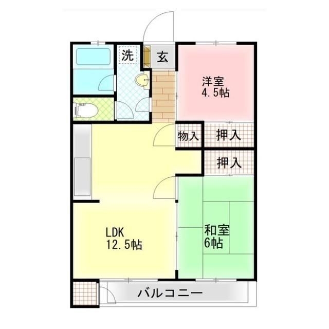 三恵マンション(2LDK/4階)の間取り写真