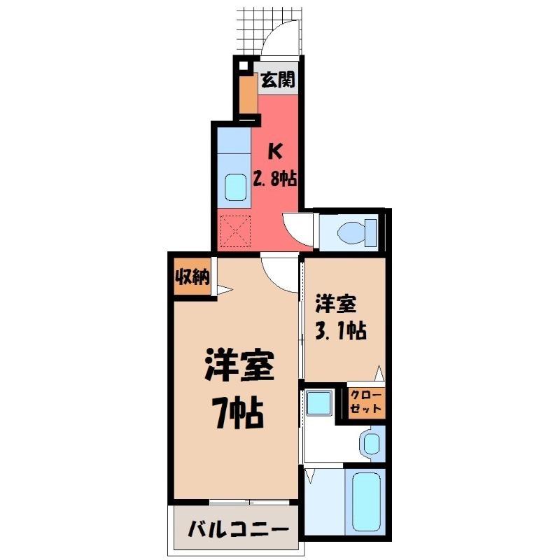 ウィスタリア(1SK/1階)の間取り写真