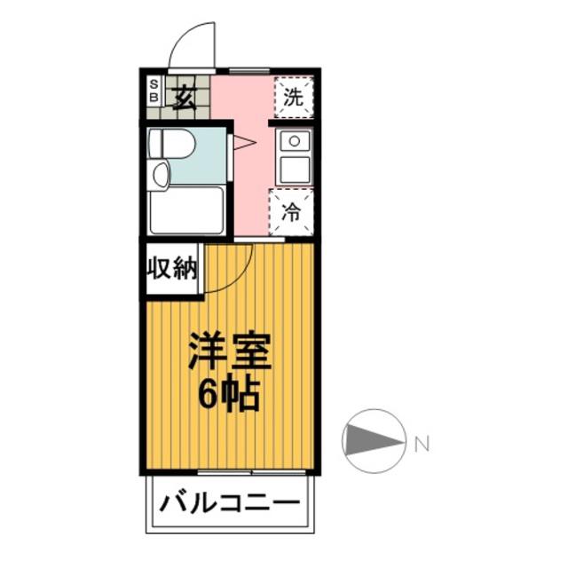 ベイサイドヒル(ワンルーム/2階)の間取り写真
