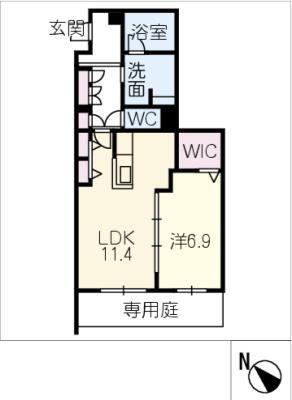シャーメゾン加納本町(1LDK/1階)の間取り写真