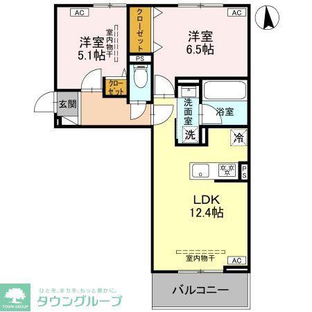 D-GRAN矢中町(2LDK/3階)の間取り写真