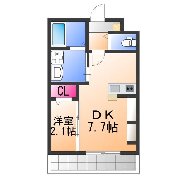 九間町シーエム・サンク(1DK/1階)の間取り写真