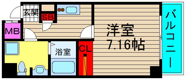 ロイヤルコート立売堀(1K/5階)の間取り写真