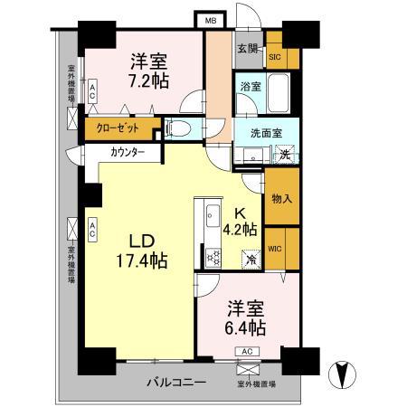グランセジュール大国町(2LDK/2階)の間取り写真