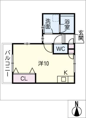 フィオーレ東海通(ワンルーム/1階)の間取り写真