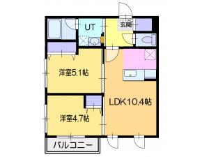 アルテ・ファシオ菊水(2LDK/4階)の間取り写真