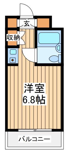 ドミール玉川学園(ワンルーム/2階)の間取り写真