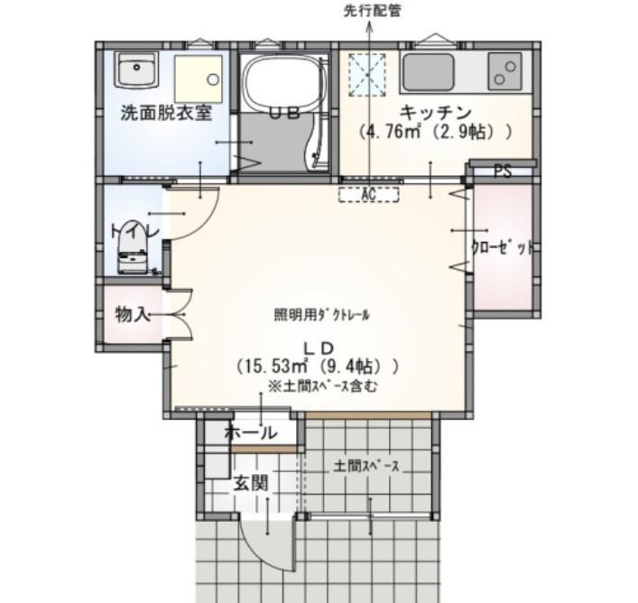 S.A.BOX寺家C棟(ワンルーム/1階)の間取り写真