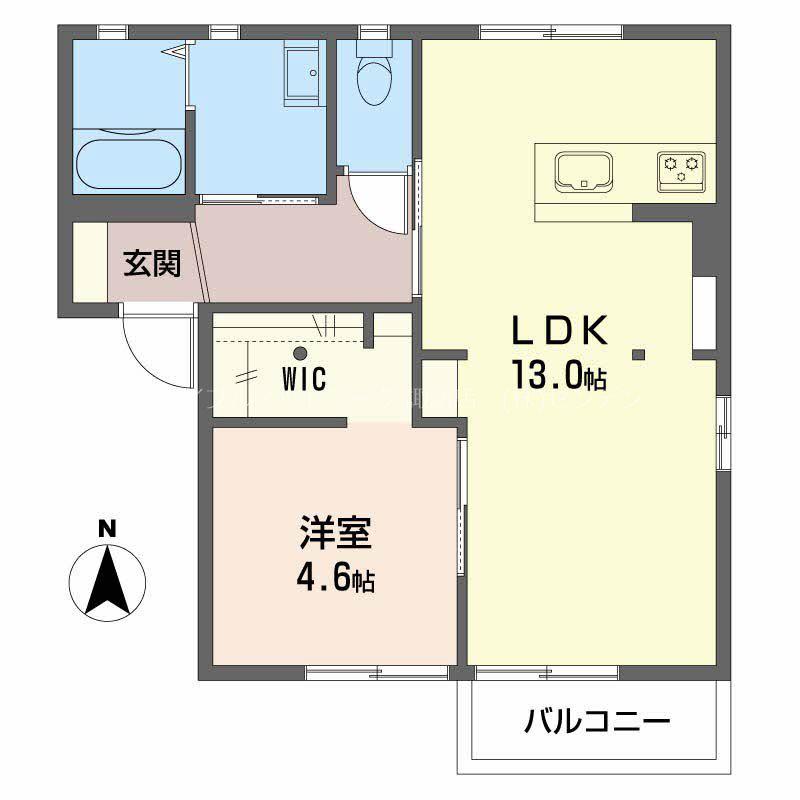 グランシャリオ湖浜A棟(1LDK/1階)の間取り写真
