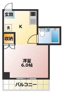 林田ビル(ワンルーム/3階)の間取り写真
