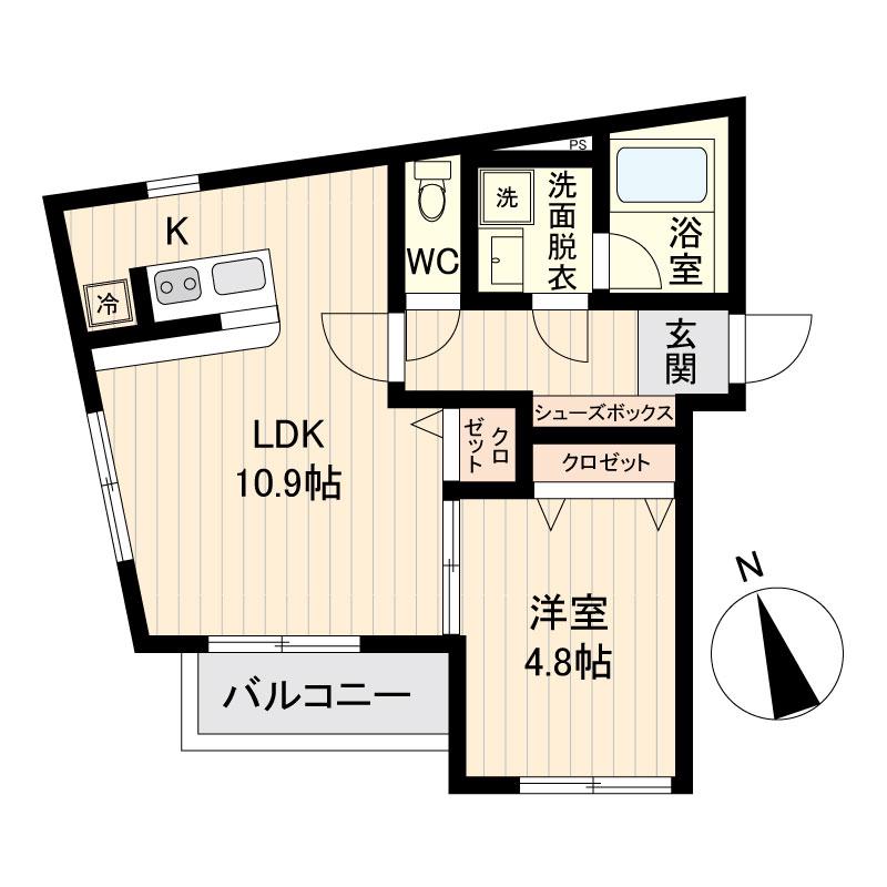 LIVEFLAT戸越 ライブフラット戸越(1LDK/4階)の間取り写真