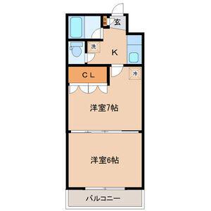 イーグルハイツ宮町(2K/3階)の間取り写真