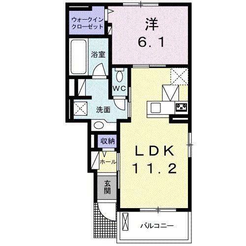 シェル・ルミエール(1LDK/1階)の間取り写真