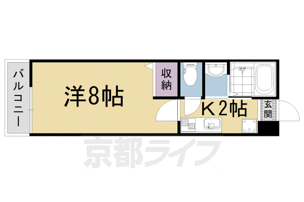 セントポーリア円町(1K/2階)の間取り写真