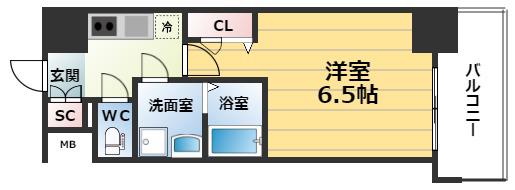 ルーエ本町(1K/8階)の間取り写真