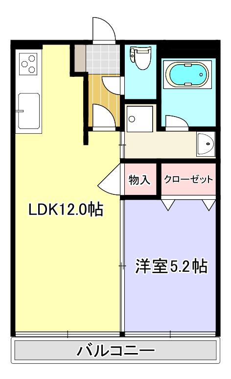 リュミエール龍田(1LDK/3階)の間取り写真