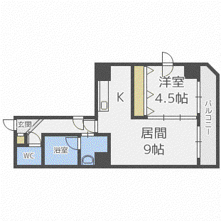 ノースアージュ中島公園(1LDK/11階)の間取り写真
