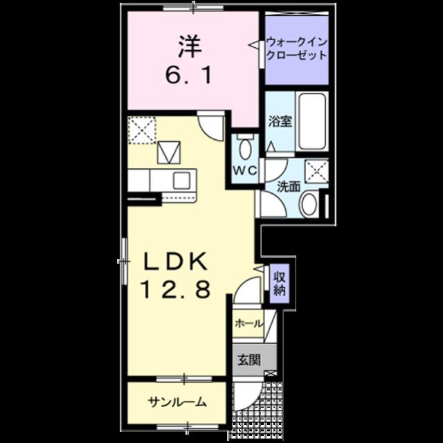 ジェルメ(1LDK/1階)の間取り写真