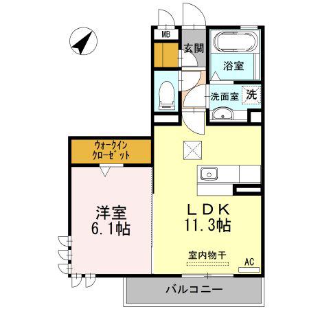 グランシャトル(1LDK/1階)の間取り写真