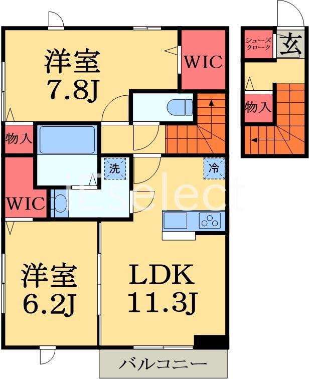 メゾンベース B(2LDK/2階)の間取り写真