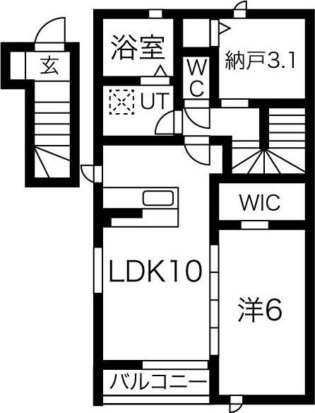ロシエール(1SLDK/2階)の間取り写真