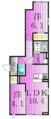 グラナーデ保木間(2LDK/1階)の間取り写真
