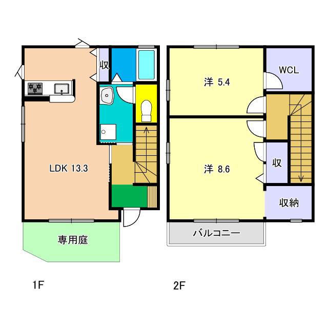 シンフォニーB棟(2LDK/1階)の間取り写真