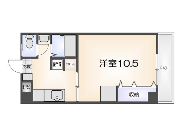 ハーバーハイツ万代町(1K/2階)の間取り写真