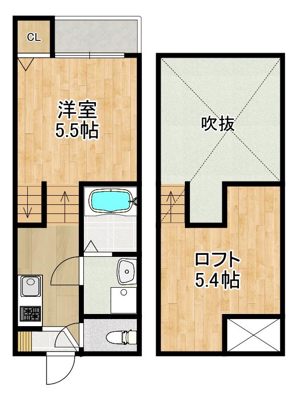 MODERN PALAZZO 西時津(1SK/2階)の間取り写真