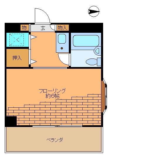 シエルII番館(1K/3階)の間取り写真