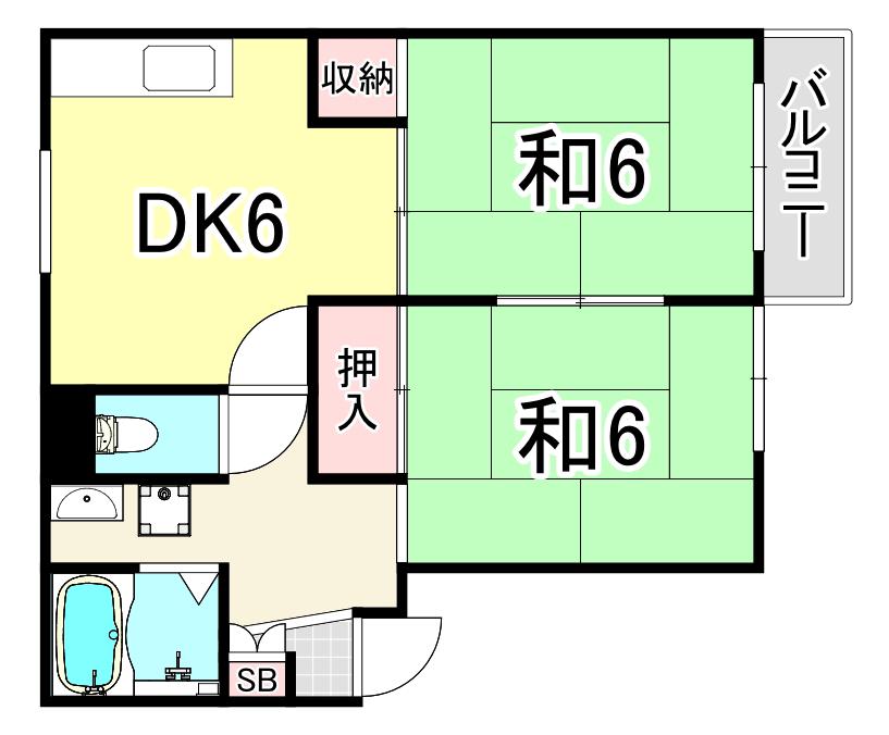 ファミールハイツ(2DK/1階)の間取り写真