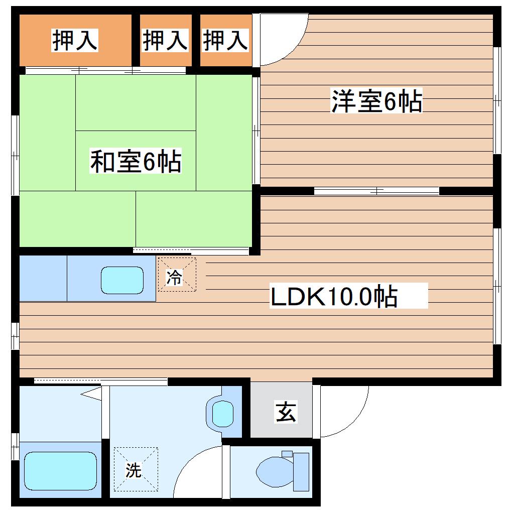 KMD弐番館(2LDK/2階)の間取り写真