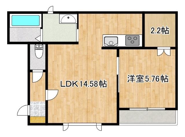 ハルコマリーフA(1LDK/1階)の間取り写真