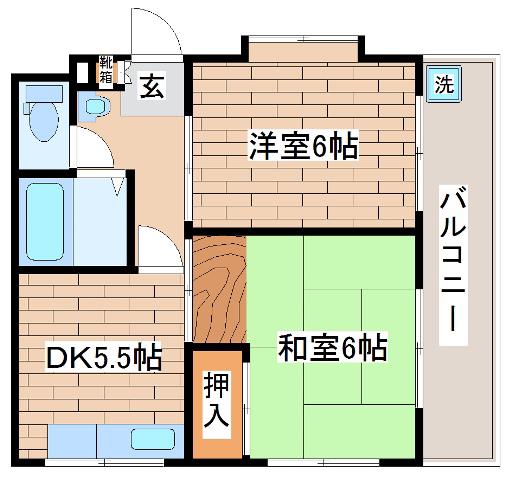 サンパレス北浦(2DK/3階)の間取り写真