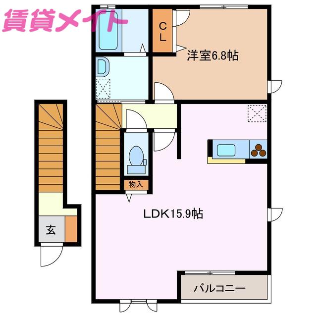 ル・パラディIII(1LDK/2階)の間取り写真