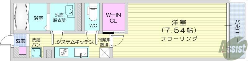 カーム一本杉(1K/1階)の間取り写真