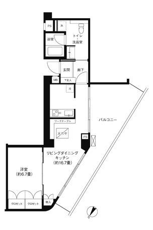 ヒューリック浅草一丁目(1LDK/6階)の間取り写真