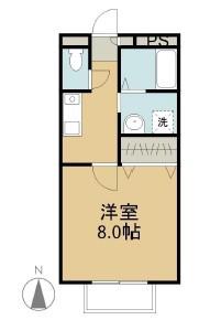 ロージュマンフルールB棟(1K/2階)の間取り写真