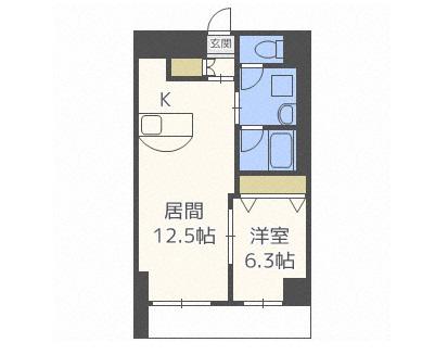 クレア西野(1LDK/9階)の間取り写真