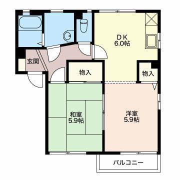 ハイツシルク(2DK/1階)の間取り写真