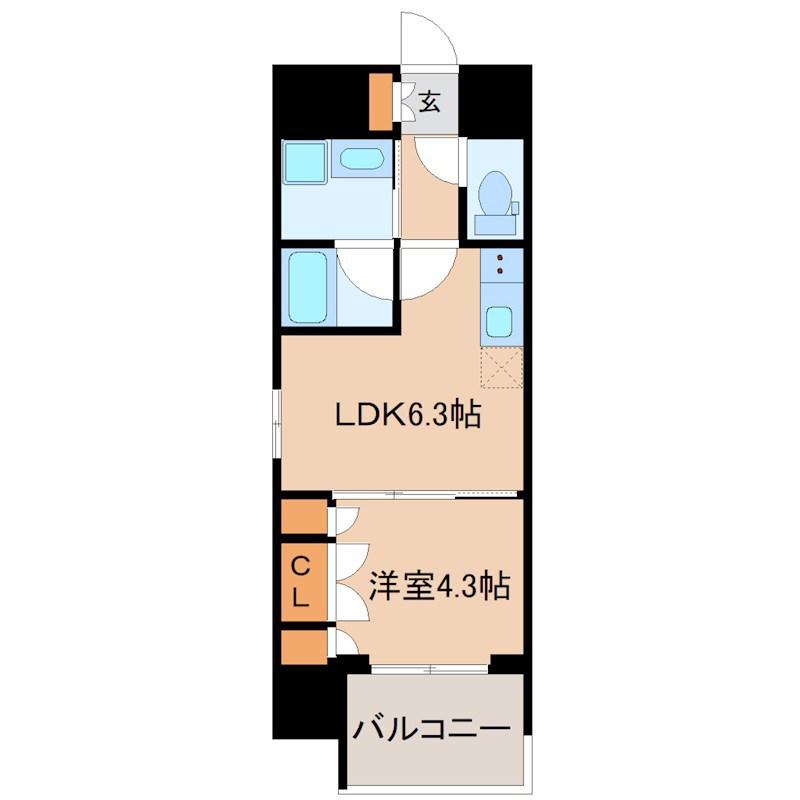 レヴァンテ根岸(1LDK/7階)の間取り写真